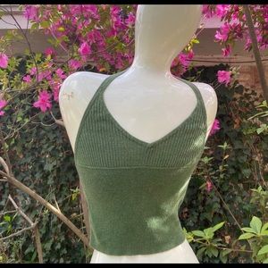 Vintage Tommy Jeans Green Knit Halter Top Y2K 90s